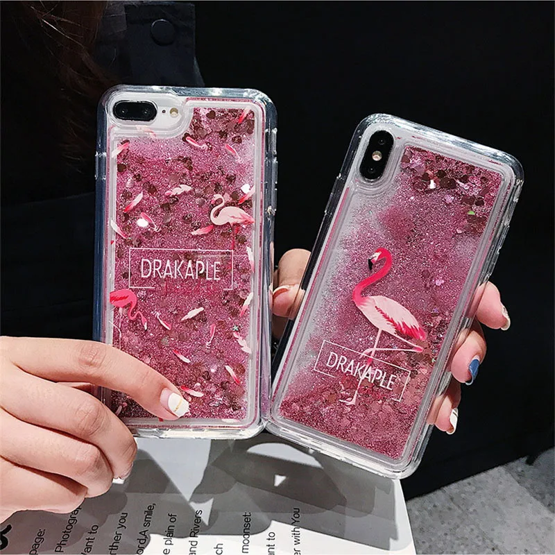 Роскошный блестящий чехол с жидким песком зыбучим фламинго для Xiaomi Redmi 7 6 26 дюйма