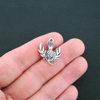 10pcs scottish thistle plant charms antique silver color tone pendant findings diy handmade accessories jewelry making supplies