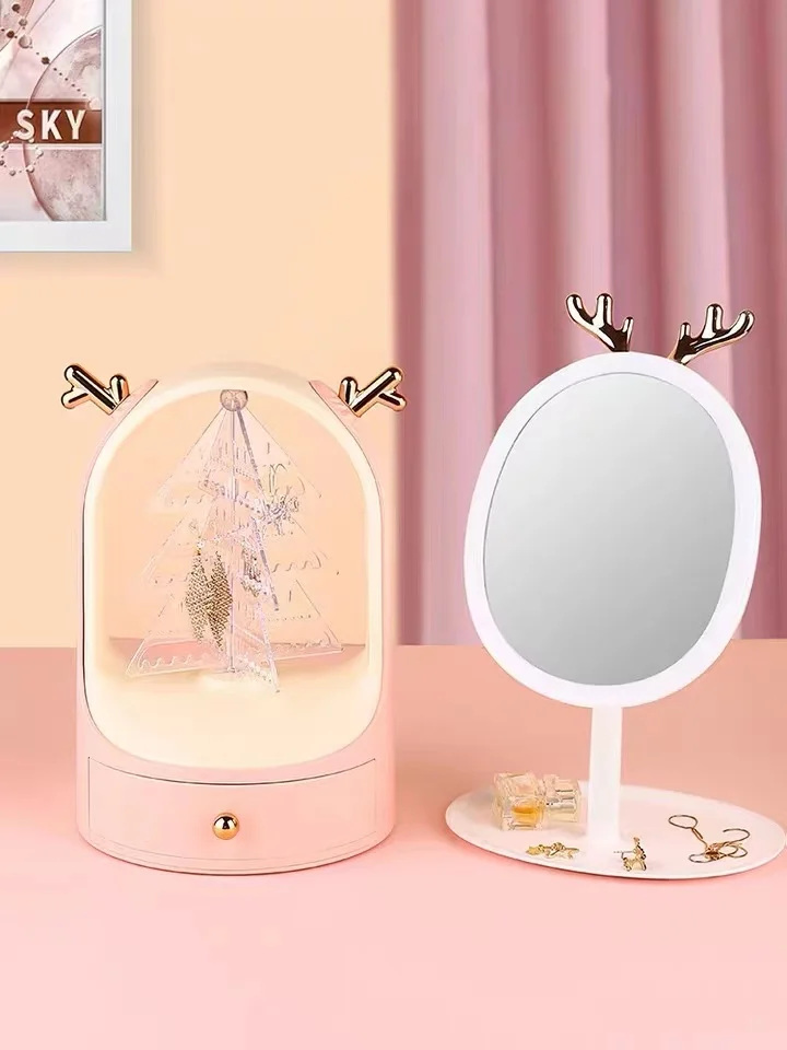 

Ins Style Antler Jewelry Box Earring Holder Stand Necklace Storage Box Bracelet Display Case Drawer Makeup Organizer