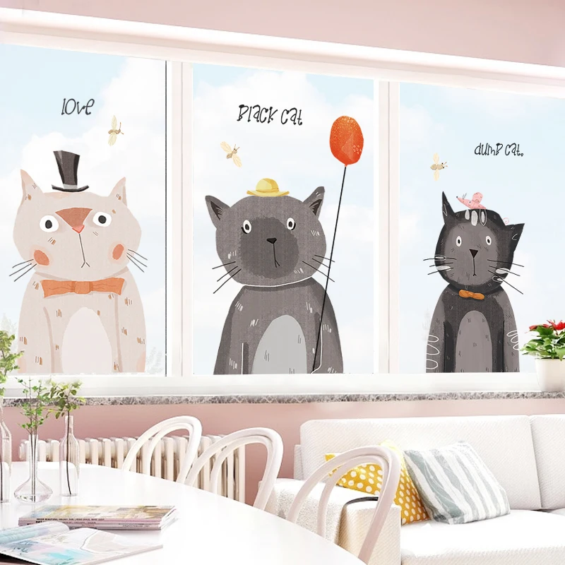 

Creative Cute Cat Wall Stickers for Kids Room Living Room Wall Decoration Cartoon Animals Bedroom DIY Vinyl Art Wallpaper Decals