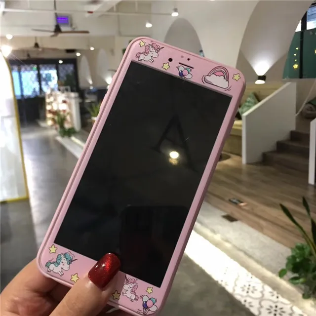 Защита экрана с мультяшным рисунком для iphone 6 6s 7 8 Plus закаленное стекло 3D 9H полным