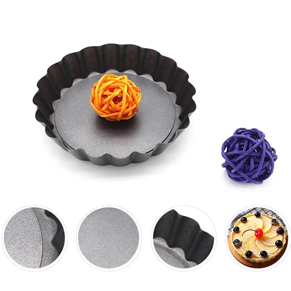 

1PC Non-Stick Round Mould Tart Quiche Flan Pan Molds Pie Pizza Cake Removable Loose Bottom Fluted Heavy Duty Pie Pan Bakeware
