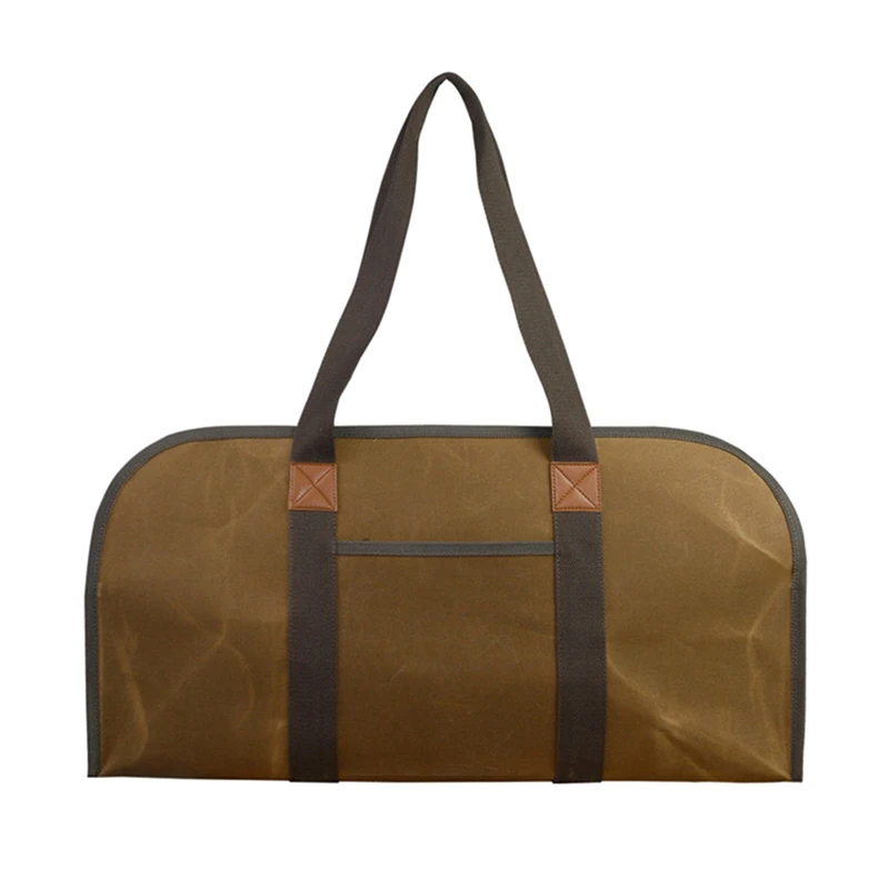 

Firewood Log Carrier Large Firewood Bag Wax Canvas Log Carrier Tote High Capacity Durable Fire Wood Bag