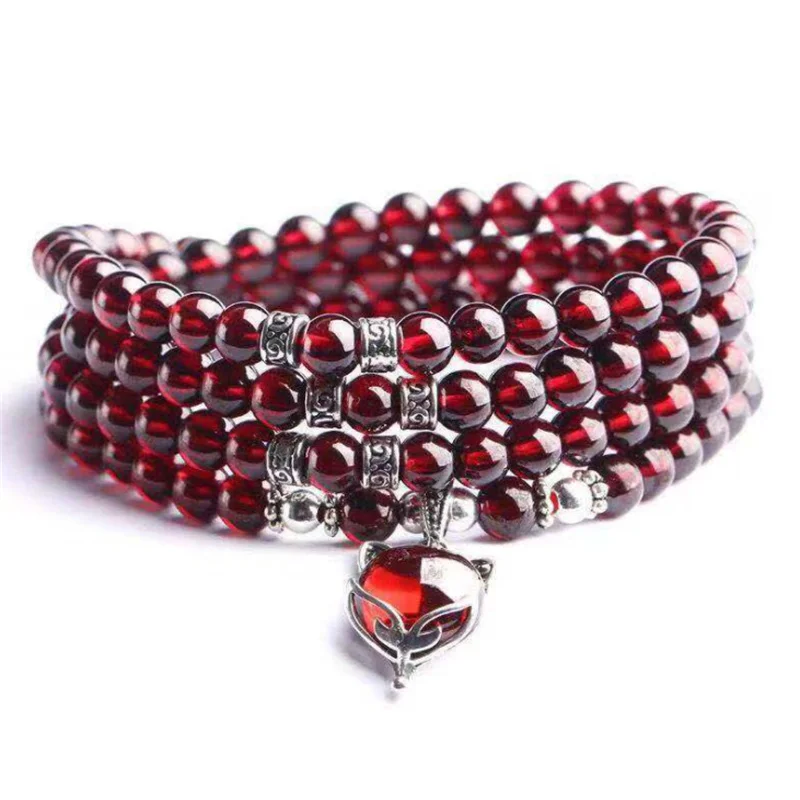 

WWLB Red Wine 6MM 108 Beads Women Tibetan Buddhism Chakra Mala Bracelet Yoga Healing Mala Charm Strand Beaded Bracelet Jewelry