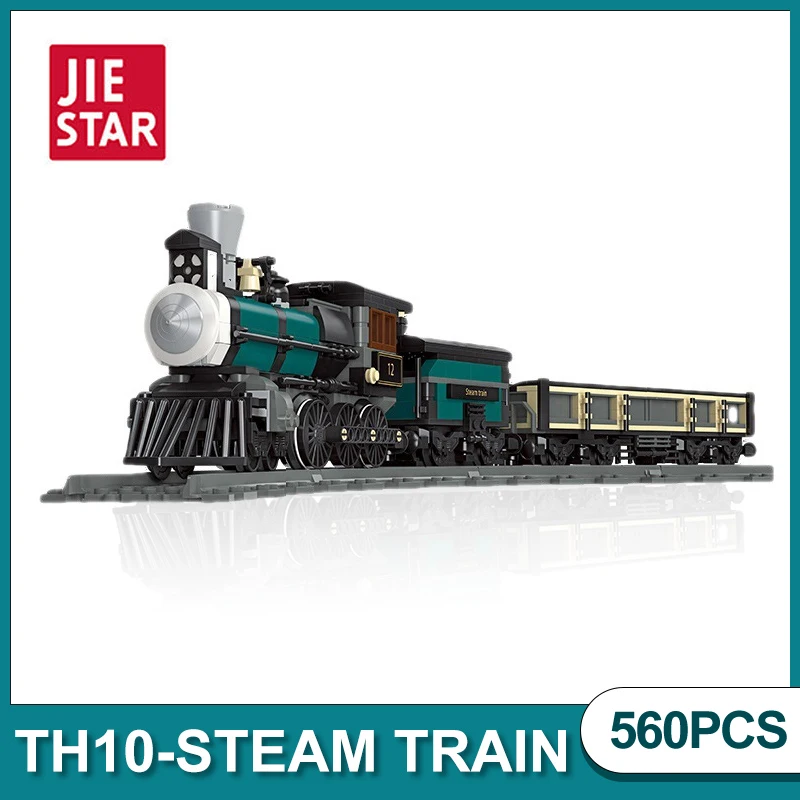 

Строительные блоки звезда Цзе Ideas TH10 паровой поезд техническая зеленая железная дорога модель кирпичей DIY игрушки для детей Подарки