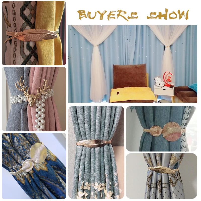 

Golden Silver Color Elk Curtains Buckles Window Curtains Tieback Holder Clips Curtain Strap Accessories Easter Decorations