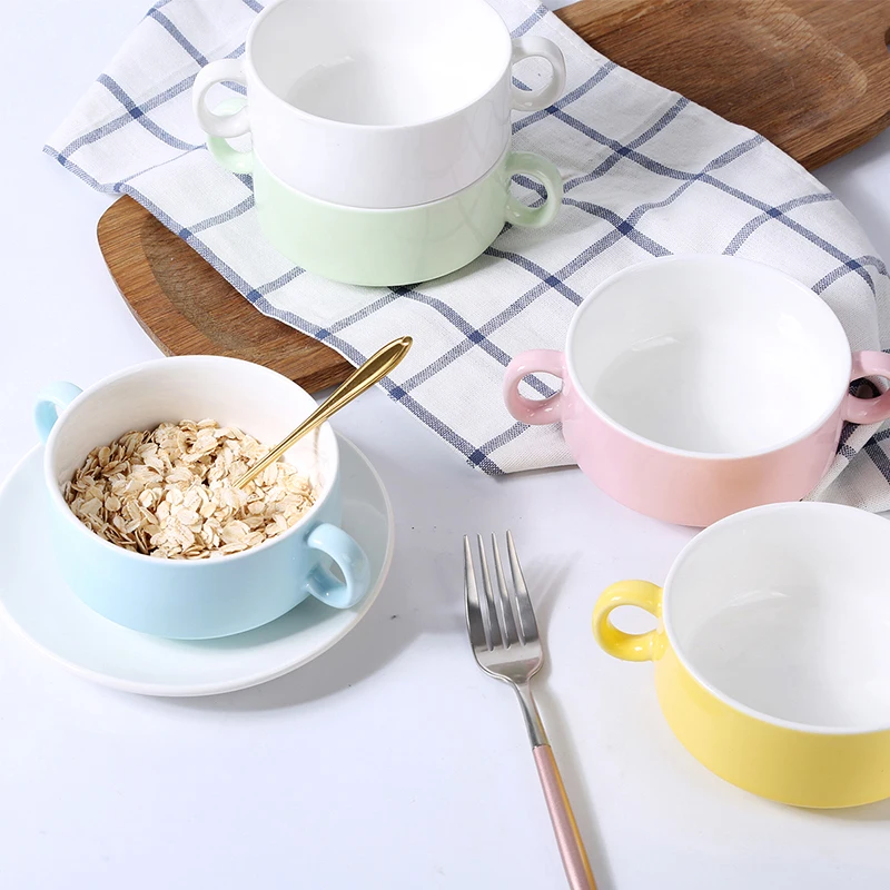 Керамическая лапша чаша с ручкой конфеты цвет дети для супа риса Кормления Чаша