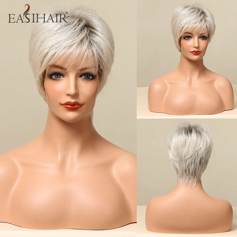 

EASIHAIR короткие белые прямые синтетические парики Futura волос Жаростойкие волосы светильник коричневый косплей парик для женщин несколько цве...