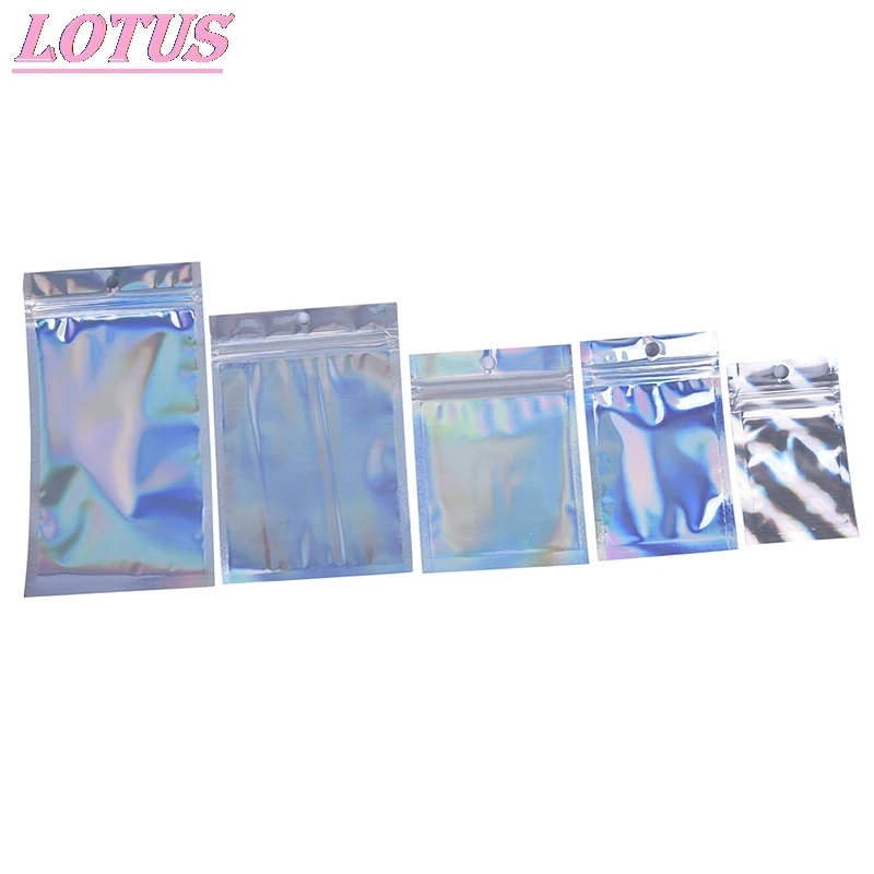 

10PCS Iridescent Zip Lock Pouches Cosmetic Plastic Laser Holographic Zipper Bags Self Seal Envelopes Gift Bags Hotsale New