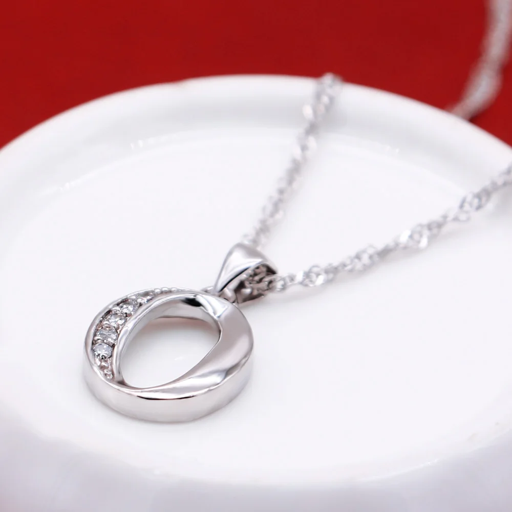 Женское Ожерелье из стерлингового серебра 925 пробы с круглым буквенным кулоном