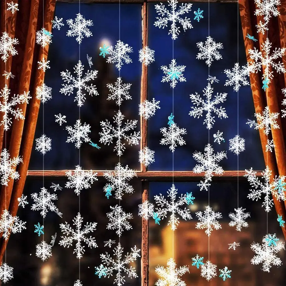 

Рождественские белые пластиковые снежинки, красочные украшения для намотки, украшения для снежинки, подвеска для украшения дома E8V8