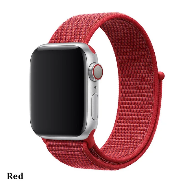 Последняя нейлоновый ремешок für apple watch группа 4 44 мм/40 мм, correa apple watch 3 42 мм/38 мм iwatch серии 4/3/2 bunte stecker чехол для телефона на руку - Цвет ремешка: RED