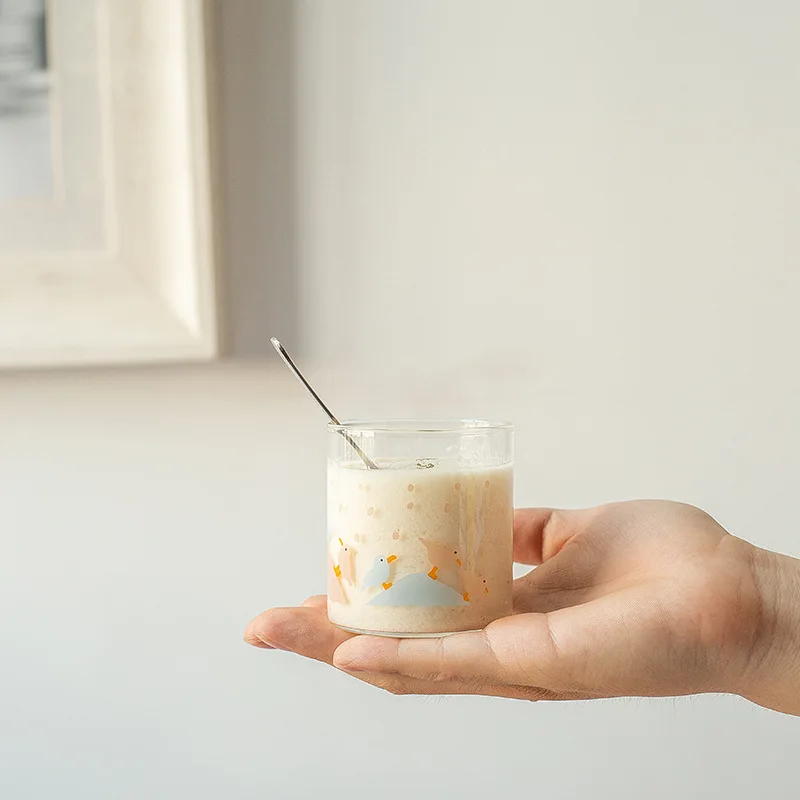 

1 шт., детская термостойкая стеклянная кружка с принтом птиц, 220 мл