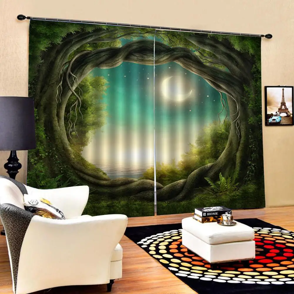 Шторы с отверстиями для дерева и окон тонкие декоративные кухонные занавески 3D