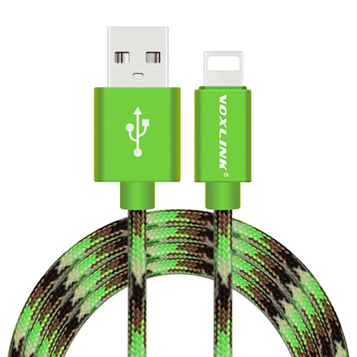 USB кабель для iPhone VOXLINK нейлоновый Плетеный зарядный кабель для мобильного телефона для iPhone X 8 8plus 7s plus 6plus 5S Кабели для телефонов - Цвет: Green