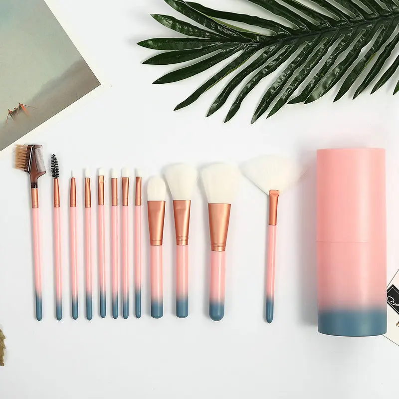 Профессиональный набор кистей для макияжа чехол-коробка с градиентной ручкой