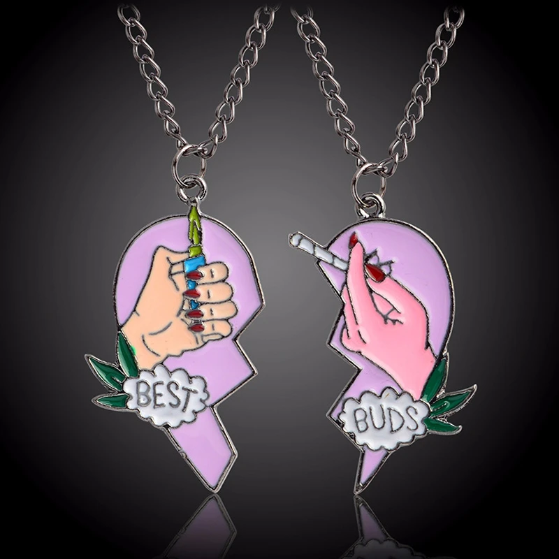 Милая подвеска BFF с разбитыми сердцами разноцветная ожерелье подсветкой черные