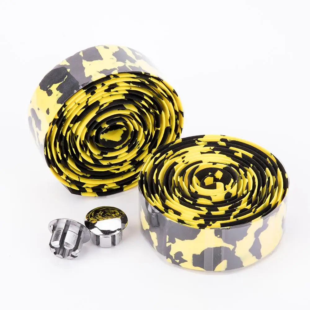 Yellow black Дорожный руль руля лента Маскировочный ремень велосипедная ручка ремень обертывание бар пробки поглощающий пот крышка рулевого колеса Нескользящая Резина - Цвет: Yellow black