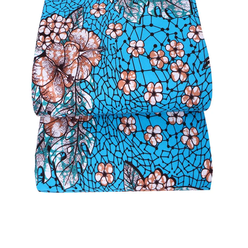 Она любит 1 ярд Анкара Африканский полиэстеровый Воск для печати ткань маленький синий цветочный настоящая восковая ткань для вечерние платье для изготовления домашнего текстиля