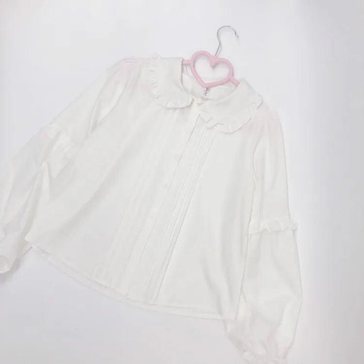 

Lolita shirt For JSK Lolita Dress Lolita Dresses Student versatile lantern sleeve lolita long sleeves with a ruffled doll collar