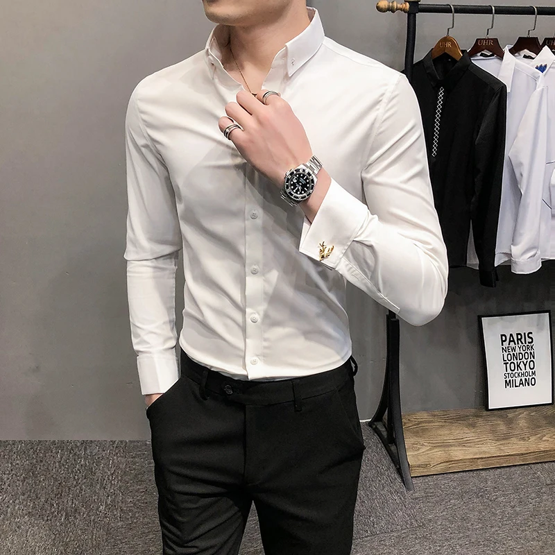 

Рубашка мужская демисезонная с длинными рукавами и запонками