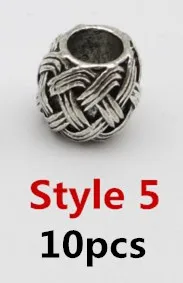 10pcs Style 5 10 шт./упак. металла различных 5 видов стилей, подвязанные лентой, с объемной волной для бороды, дредлоки, для увеличения объема, бусины кольца трубки Руна викингов для волос Средства для укладки волос - Цвет: 10pcs Style 5