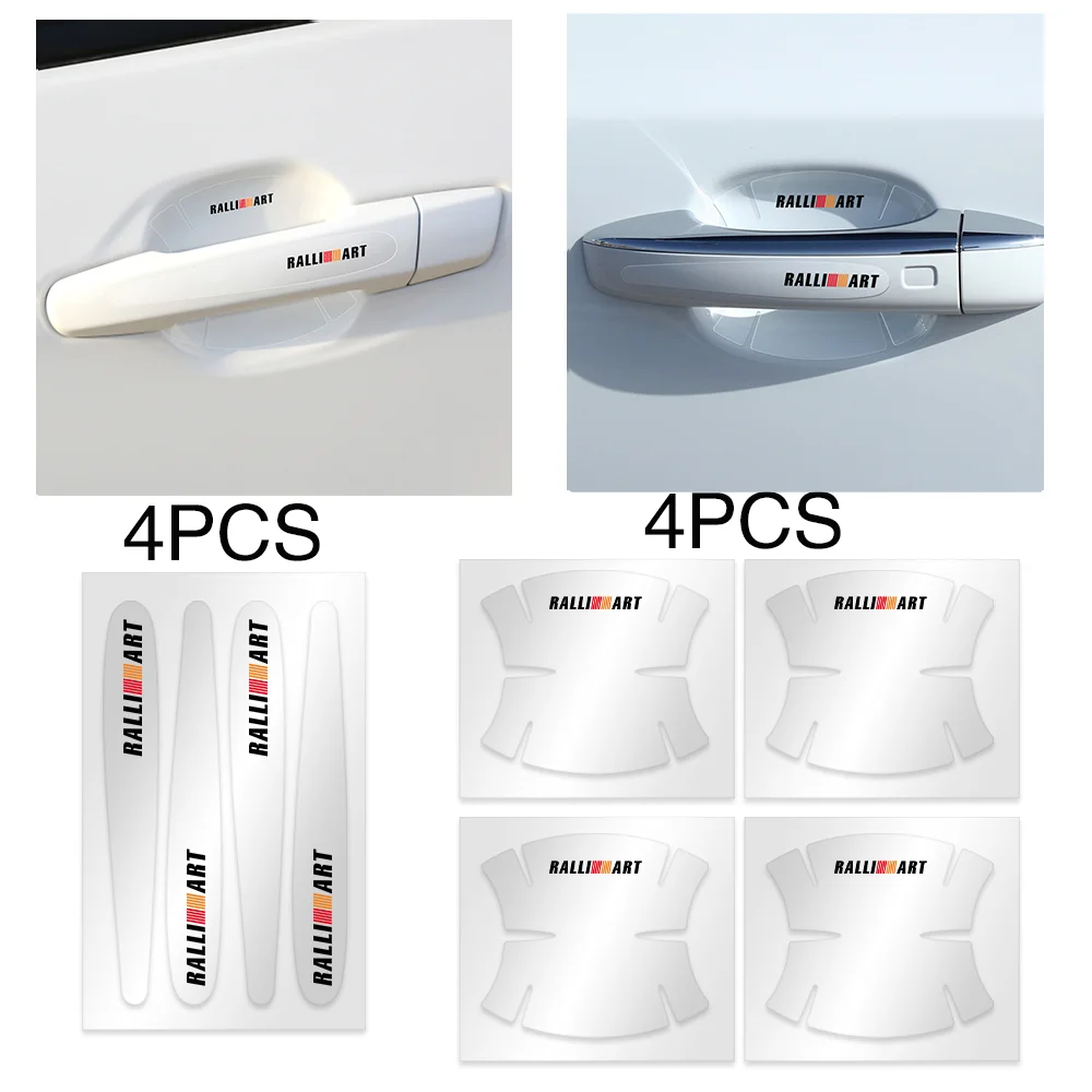 

4PCS Car Goods Door Wrist Bowl Trim Handle Sticker For Ralliart Mitsubishi Lancer Outlander ASX Competition Pajero L200 RVR Evo