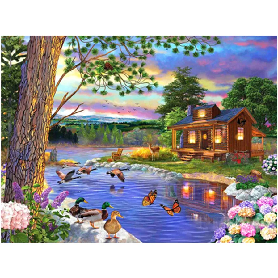 

5D DIY Diamond Painting Landscape Full Square/Round Diamond Embroidery Mosaic House Spring Decorations Home