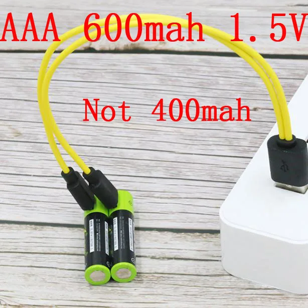 2 шт. литий полимерные аккумуляторы ZNTER 1 5 В usb AAA 600 мА/ч ионная аккумуляторная