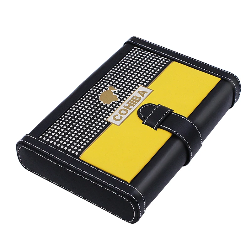 

Cigar box Leather Cigar Humidor COHIBA Cedar Wood Travel Portable Leather Cigar Case Cigars Box Humidifier Humidor Box