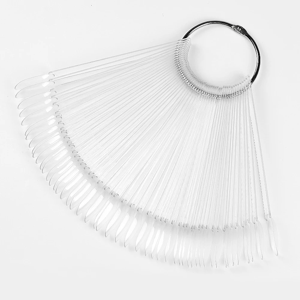 50pcs False Nail Tips Display Oval Chart Color Card With Ring Practice Stand Board UV Gel Manicure Polish Palette Tool Acrylic | Красота и