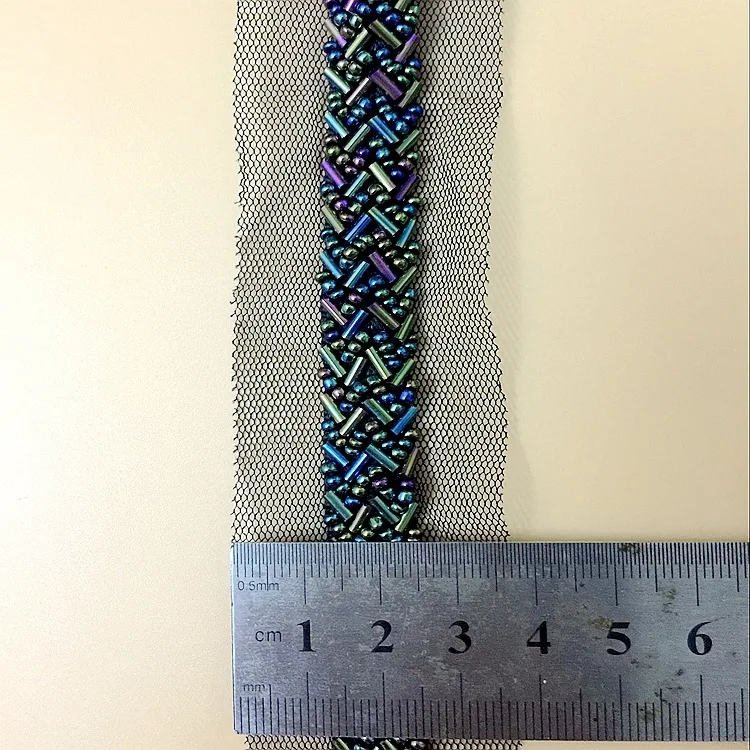 Кружевная отделка с жемчугом из бисера сетчатая кружевная лента украшение