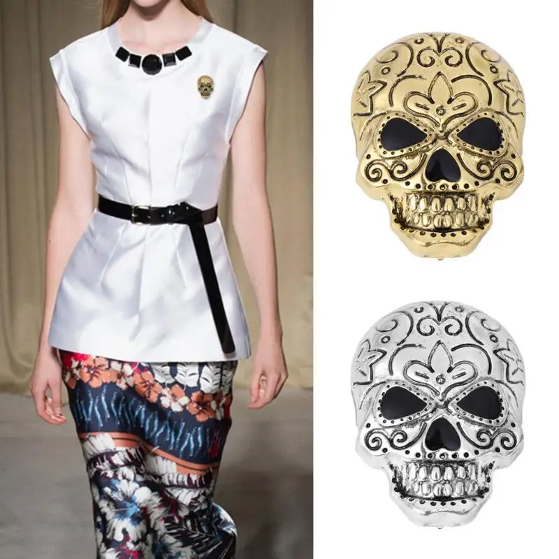 

Punk Rock Rhinestone Skull Brooches pins Homme Party Masculino pirate Broach Jewelry broch women