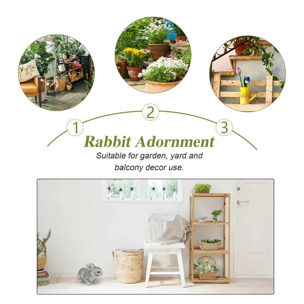 

1pc Rabbit Garden Adornment Yard Resin Craft Rabbit Ornament Outdoor Decor