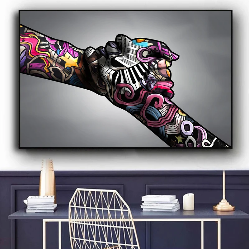 

Graffiti Art Canvas Art Paintings Victory Cheer Encouraging Gestures and Lips Poster Print Wall Art Picture for Home Decoration