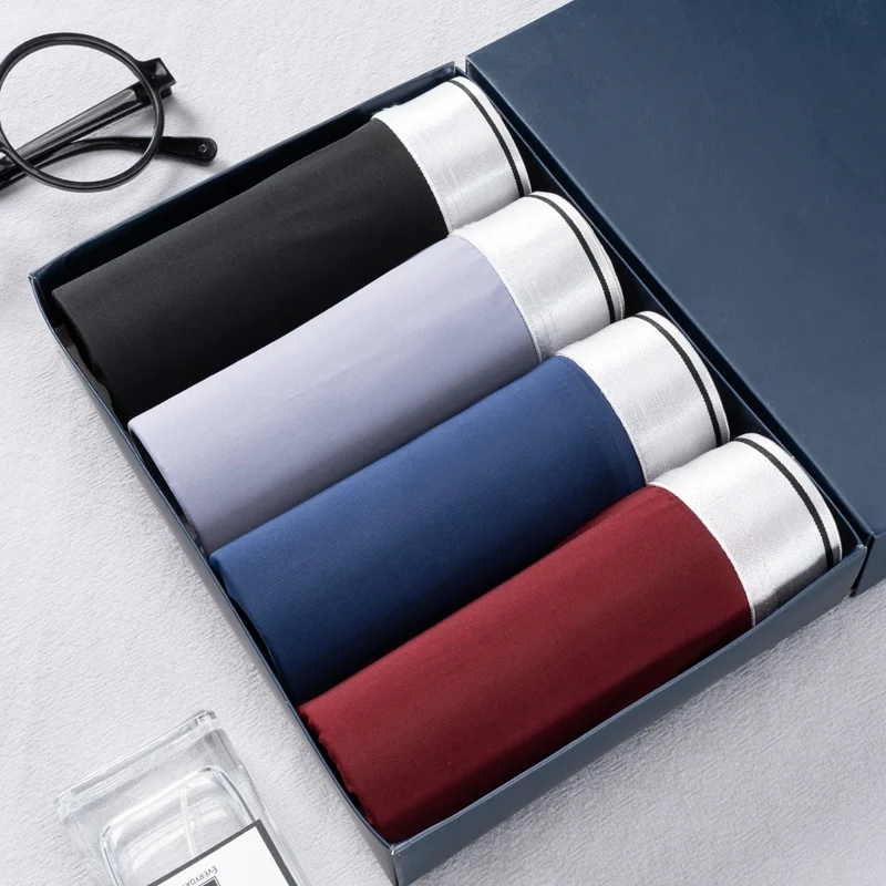 

Трусы-боксеры мужские из вискозы, бесшовные, ультратонкие, дышащие, удобные, однотонные, летнее нижнее белье, 2021