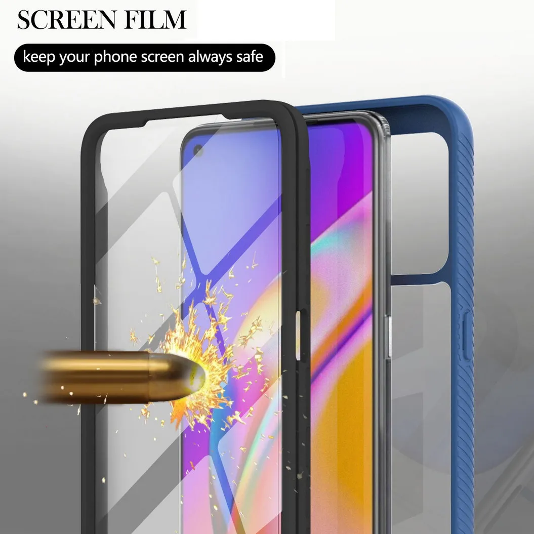 

Гибридный бронированный противоударный защитный чехол с ПЭТ-пленкой для экрана OPPO A94 A53 4G OPPO F19 Pro OPPO Reno 5 Lite 5F задняя крышка