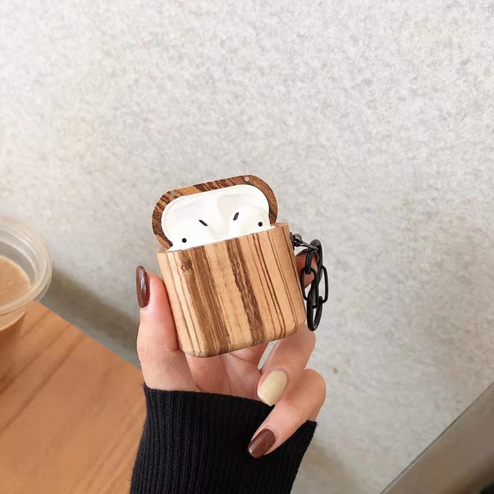 AMJ909T01 B Деревянный чехол для Airpod для Apple 1 2 Винтажный дизайн из натурального дерева противоударные беспроводные наушники крышки для коробок с пряжкой - Цвет: AMJ909T01 B