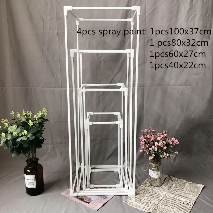 4pcs white 4 шт. Свадебный Настольный центр ваза напольная ваза покрытие процесс металлическая дорога ведущая рамка вечерние украшения - Цвет: 4pcs white