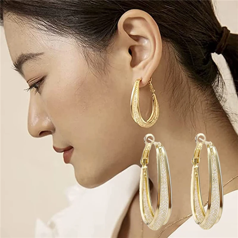 

Woven Mesh Oval Earrings Mesh Earrings Mesh Crystal Earrings Woven Mesh Oval Earrings Silver for Women Crystal Earrings