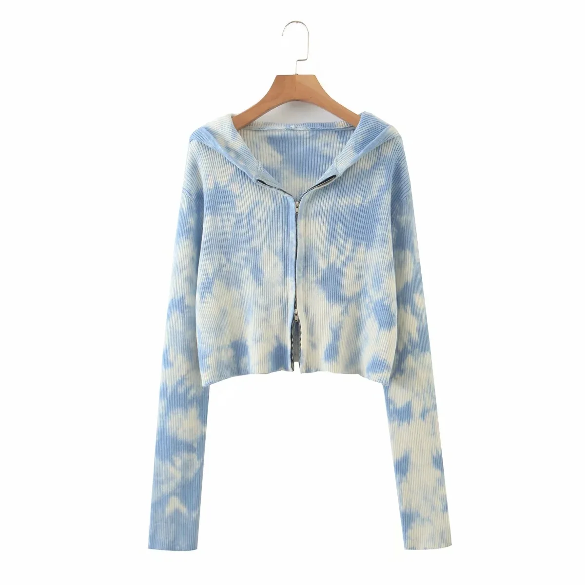 

2021 Insn New Fashion Women Hooded Cardigans Tie Dye Sweaters Women Fashion Knitted Clothing Sweaters Cardigans
