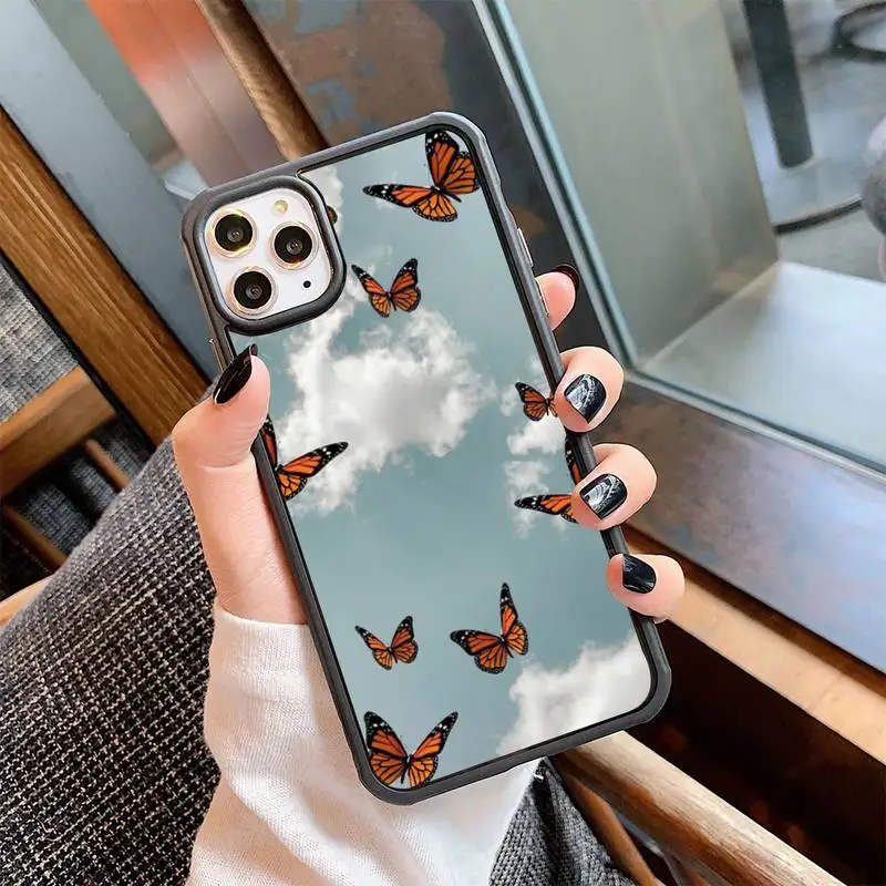 

Beautiful Butterfly Pattern Phone Case For Iphone 6 6s 7 8 Plus X Xr 11 12 Mini Pro Max PC Cover Fundas Coque