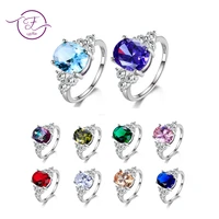 multicolor womens rings with oval gemstone topaz stones 925 sterling silver jewelry ring wedding party christmas gift tiffany