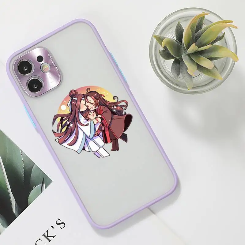 

Anime Tian Guan Ci Fu Phone Case For iPhone 12 11 Mini Pro XR XS Max 7 8 Plus X Matte transparent Purple Back Cover