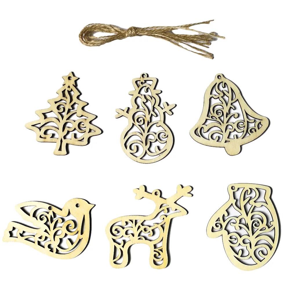6 шт. рождественские детские игрушки ремесло деревянный чип рождественская елка