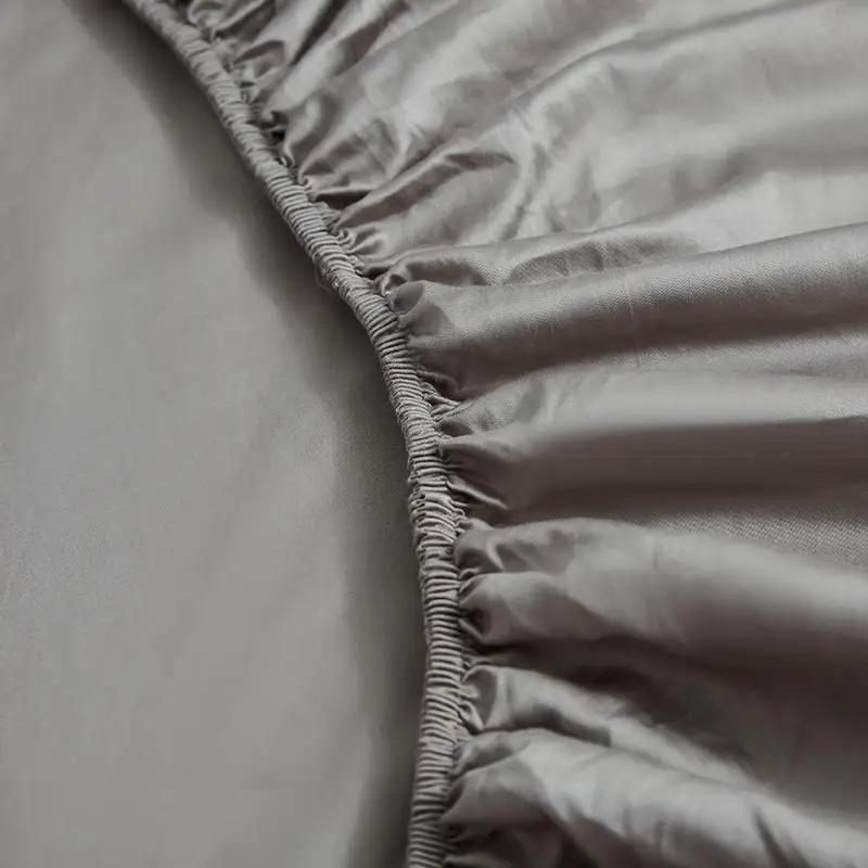 Постельное белье 1 шт. хлопковые простыни темно серого цвета на резинке для