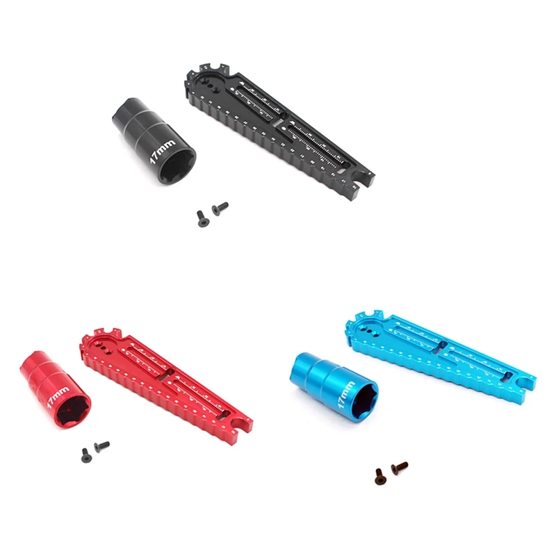

Multifunction Tyre Wheel Rim HEX Nuts Wrench Tool Height Gauge Ruler Tires For 1/8 1/10 Tamiya HSP HPI RC Car