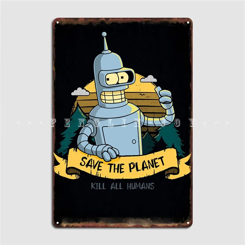 

Robot Ecology Poster Metal Plaque Club Home Party Printing Plates Tin Sign Posters