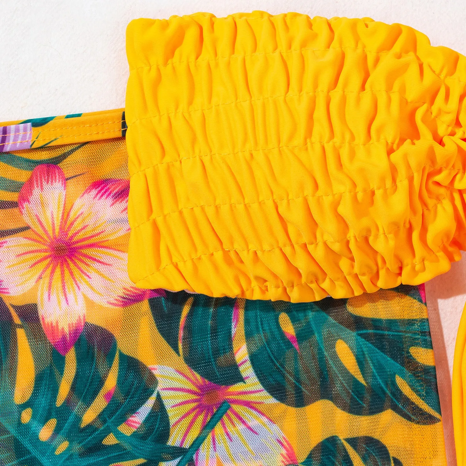 

Women's Bralette Sexy Print Backless Split Three-piece Bikini Swimsuit Sexy Bikini Pleated Bandeau Swimsuitsexy Bikini Pleated