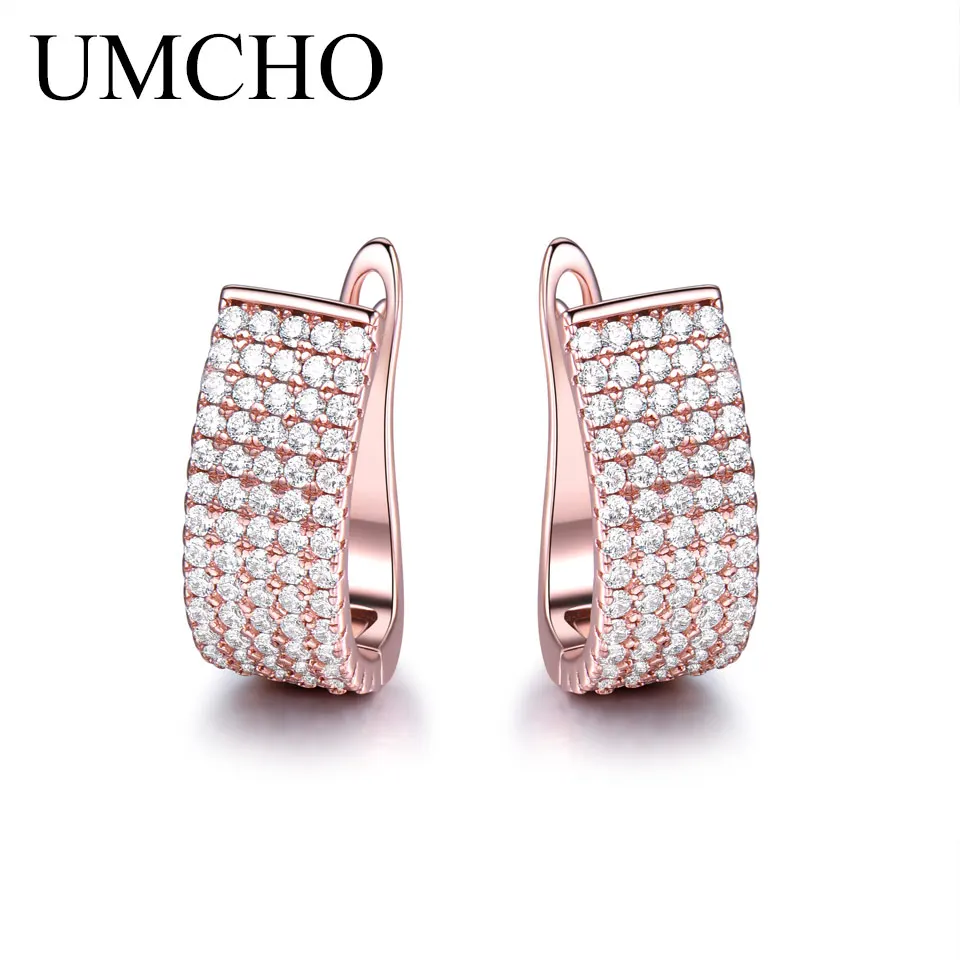 UMCHO, Твердое Серебро, 925, ювелирные изделия, Круглые, созданы, Nano CZ, клипсы, серьги для женщин, подарки на день рождения, очаровательные ювелирные изделия